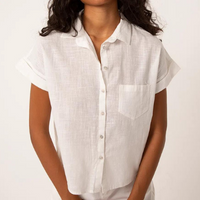 Camisa de algodão manga curta off white