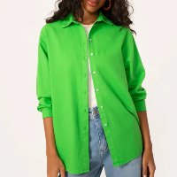 camisa de algodão manga longa verde