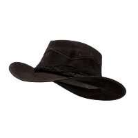 Chapéu Masculino de Couro Cowboy Confortável - - Preto