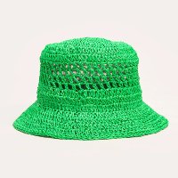 chapéu bucket crochê palha verde - único