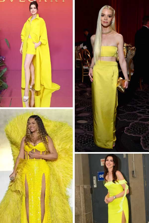 Anne Hathaway, Beyoncé e Anya Taylor-Joy - Gen-Z Yellow - Gen-Z Yellow - Gen-Z Yellow - Gen-Z Yellow - https://stealthelook.com.br
