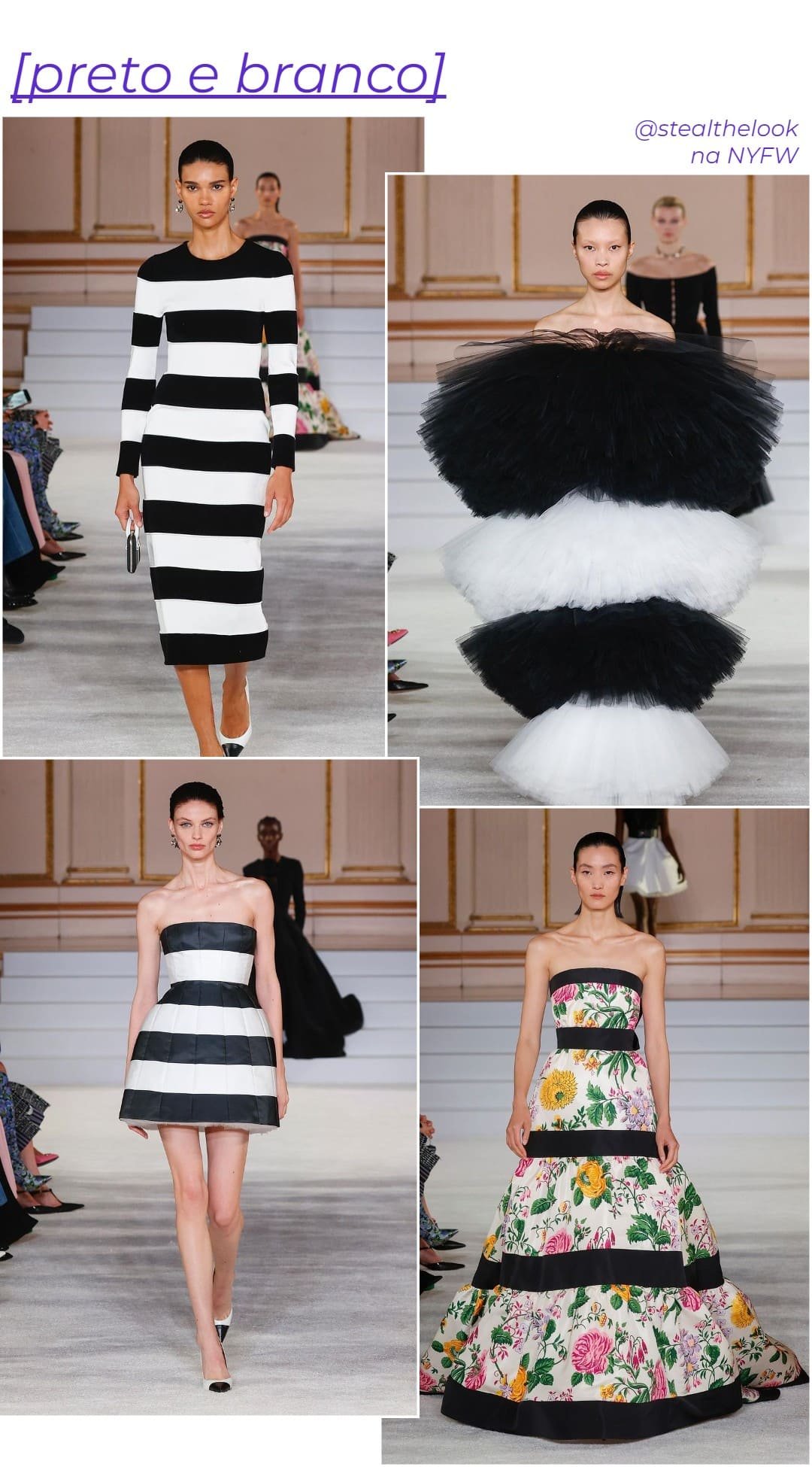 Carolina Herrera - vestidos - preto e branco - inverno - NYFW - https://stealthelook.com.br