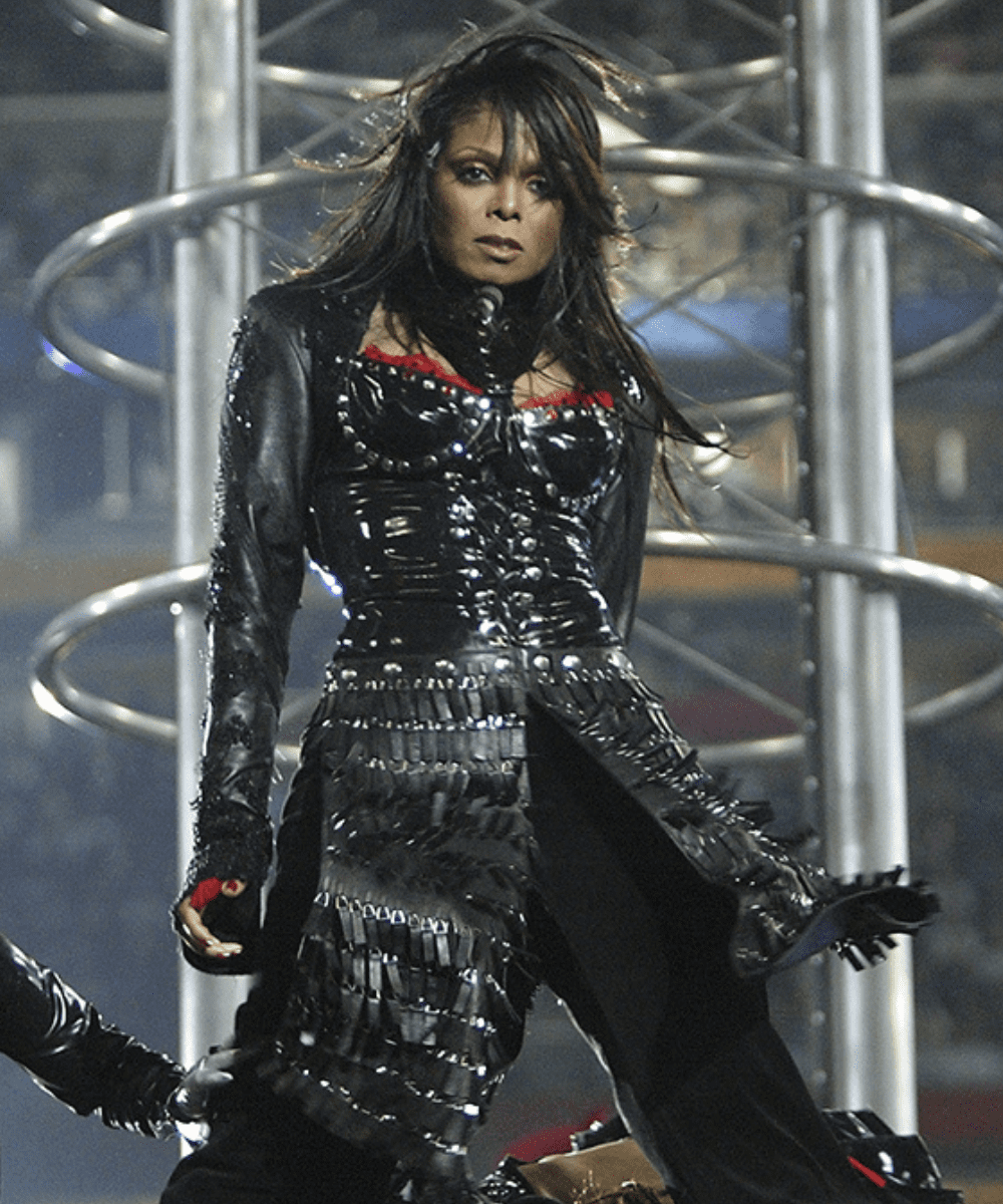 Janet Jackson  - look em couro - Super Bowl  - inverno - Super Bowl  - https://stealthelook.com.br