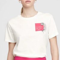 Camiseta Reta Manga Curta Estampada - Off White
