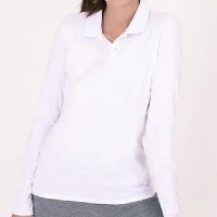 Camisa Polo Manga Longa Feminina - Branco