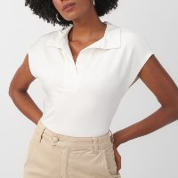 Camisa polo feminina manga curta branca