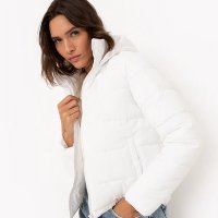 jaqueta puffer com capuz e bolsos off white