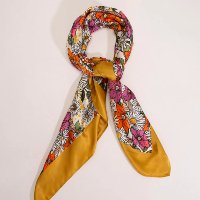 lenço de cetim floral amarelo - único