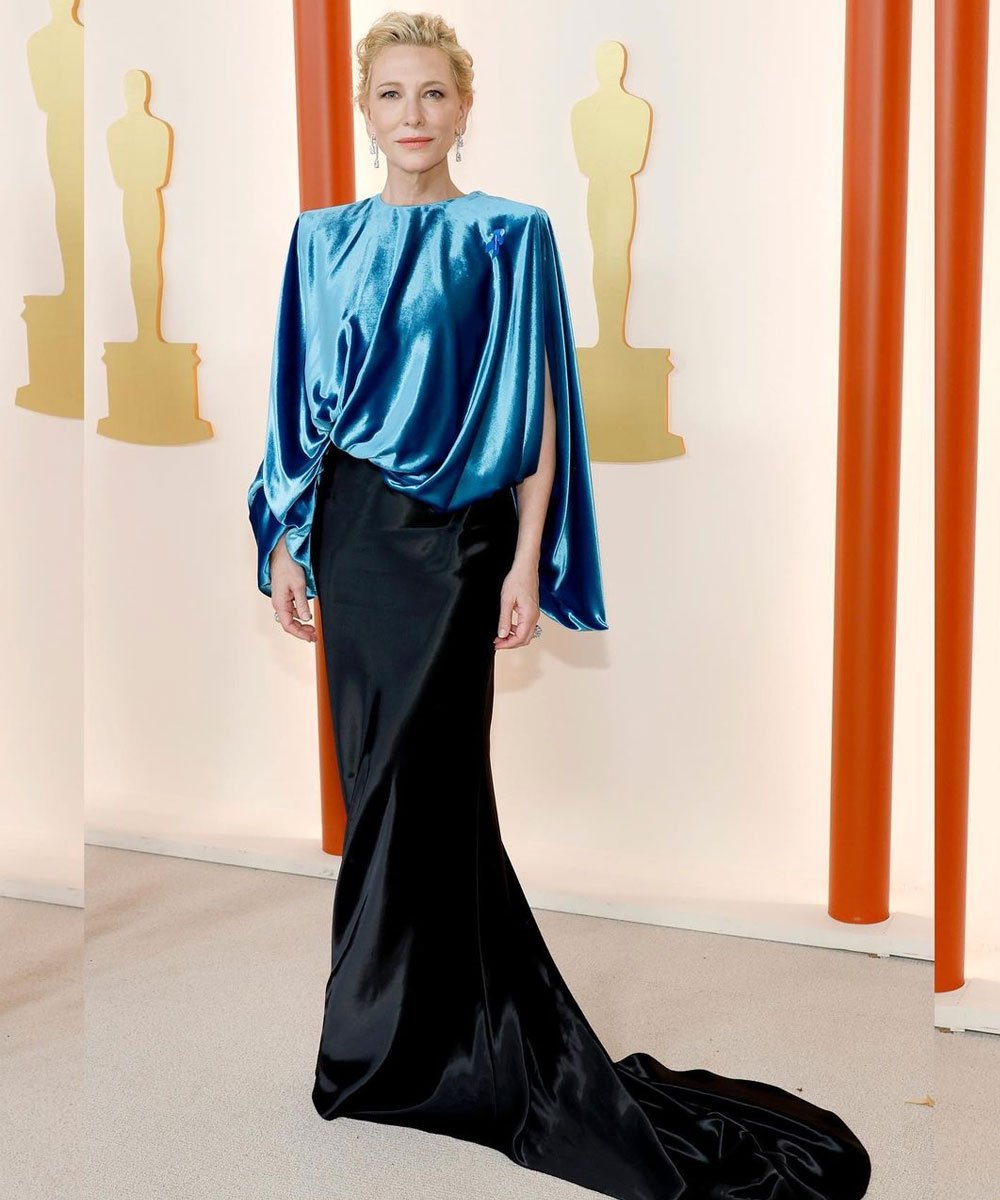 Cate Blanchett - vestido louis vuitton - tapete vermelho - inverno - Oscar 2023 - https://stealthelook.com.br