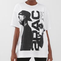 Camiseta feminina alongada Tupac branca | 2Pac