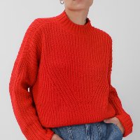 Suéter feminino ombros caídos vermelho