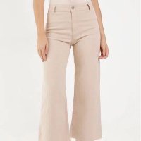 Calça Sarja Wide Leg Autentique Feminina Bege