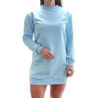 Vestido De Moletom Feminino Blusão Curto Manga Longa Blusa Vestidinho Liso Leve Confortável Moda - Azul