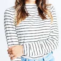 BLUSA MANGA LONGA LISTRADA BRANCA GANG FEMININA