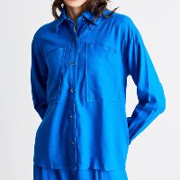 CAMISA AMPLA BOLSOS AZUL GANG FEMININA