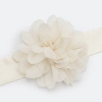 Colar Lenço Longo Com Flor Camélia Off White