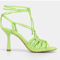 Sandália Shoestock Lace Up Salto Fino Feminina - Verde