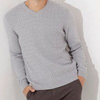 Suéter de Tricot Masculino Cinza Claro