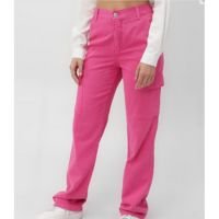 Calça jeans color feminina cargo com cós elástico rosa | Pool by Riachuelo