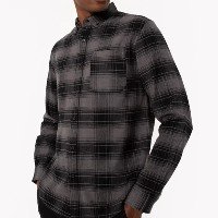 Camisa de flanela xadrez manga longa cinza escuro