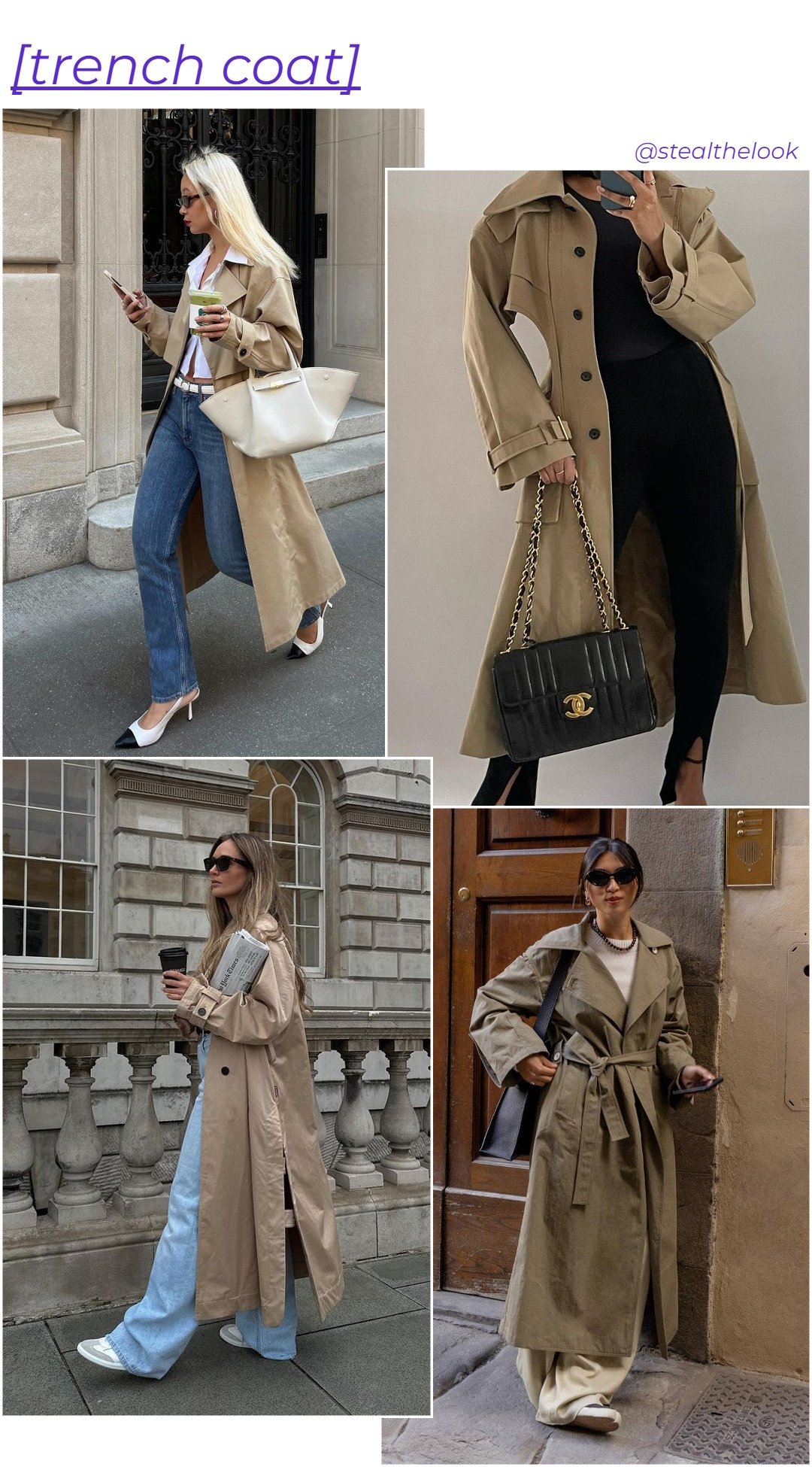 Caroline Lin - Trench coats variados - casacos de inverno - inverno - arte com 4 mulheres diferentes usando trench coats - https://stealthelook.com.br