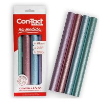 Adesivo Decorativo Contact Glitter Kit C/ 4 Rolos Diy Parede