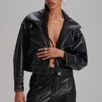 Jaqueta Cropped Oversized My Favorite Things - Preto