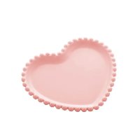 Conjunto 4 Pratos Porcelana Coração Beads Rosa - Bon Gourmet