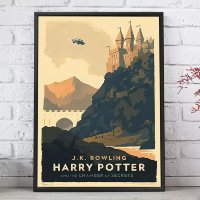 Quadro Decorativo Emoldurado Poster Castelo Harry Potter Para sala quarto - Tribo