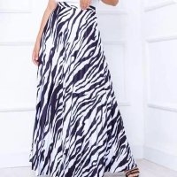 saia feminina plissada longa zebra