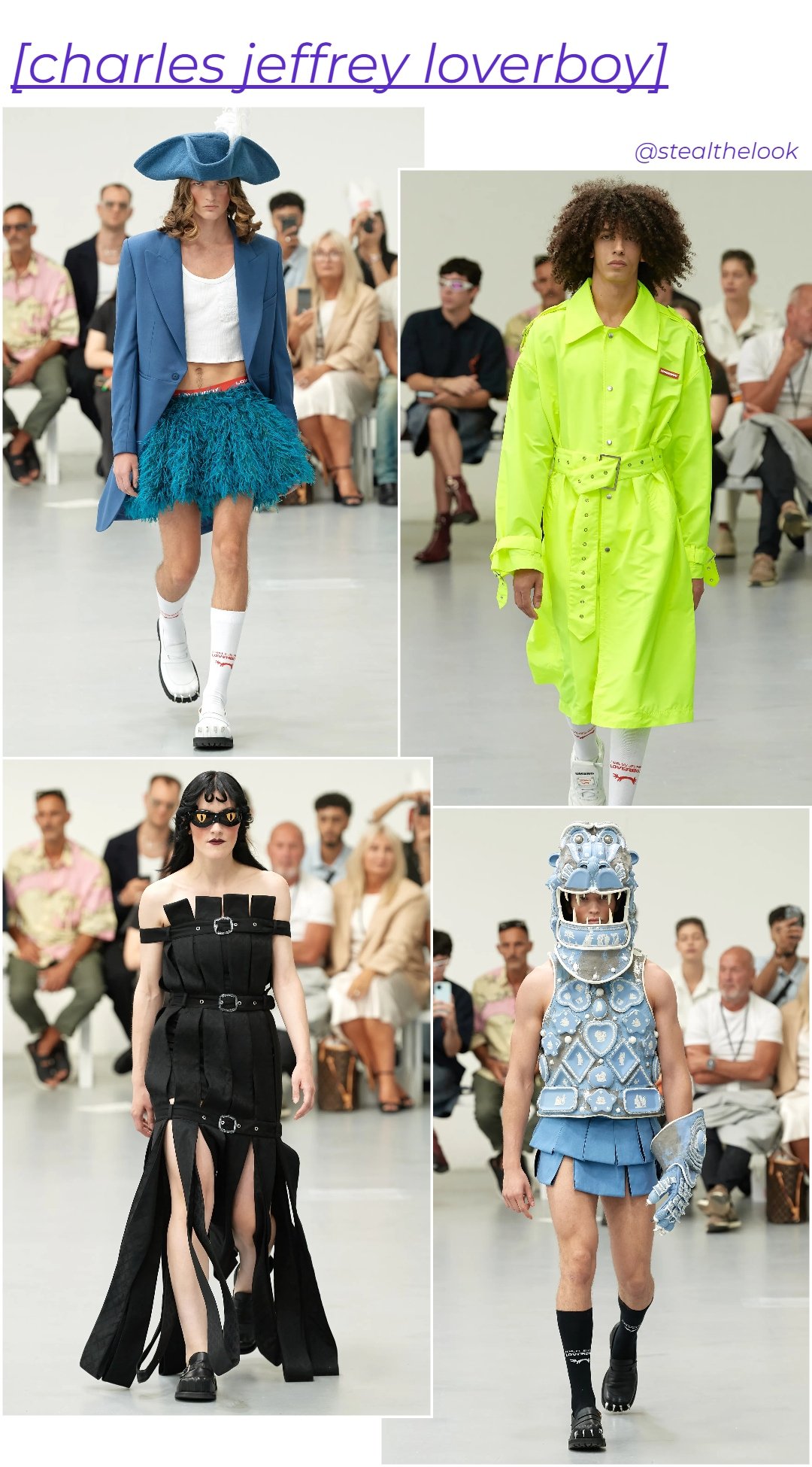 Charles Jeffrey Loverboy Menswear S/S 2024 - roupas variadas da grife JFL - Semana de Moda Masculina - primavera - modelos andando na passarela - https://stealthelook.com.br