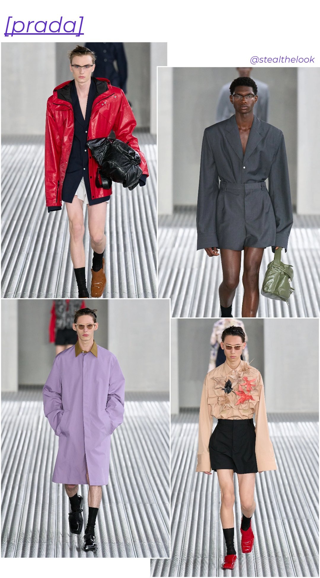 Prada Menswear S/S 2024 - roupas variadas da grife Prada - Semana de Moda Masculina - primavera - modelos andando na passarela - https://stealthelook.com.br