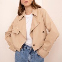 casaco trench cropped mindset bege