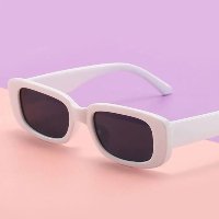 Óculos De Sol Hype Retrô Retangular Branco Vintage