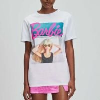 T-shirt Alongada Barbie My Favorite Things - Branco