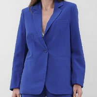 Blazer alfaiataria feminino com bolsos azul