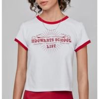 T-shirt Baby Look Hogwarts School My Favorite Things - Branco