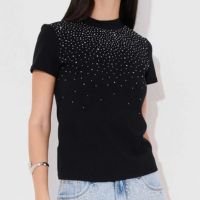 T-Shirt Baby Look com Strass My Favorite Things - Preto