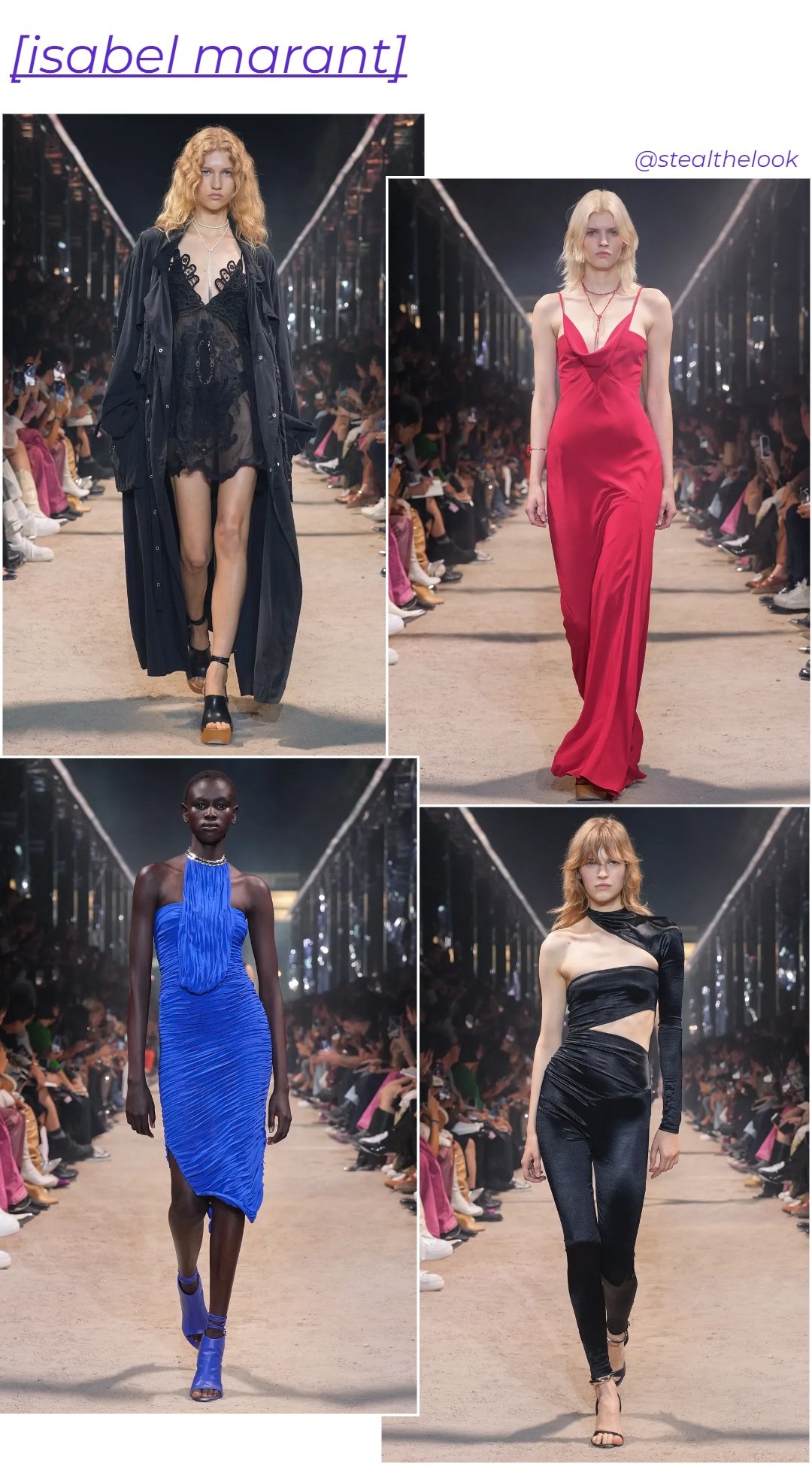 Isabel Marant - roupas diversas - Paris Fashion Week - primavera - colagem de imagens - https://stealthelook.com.br
