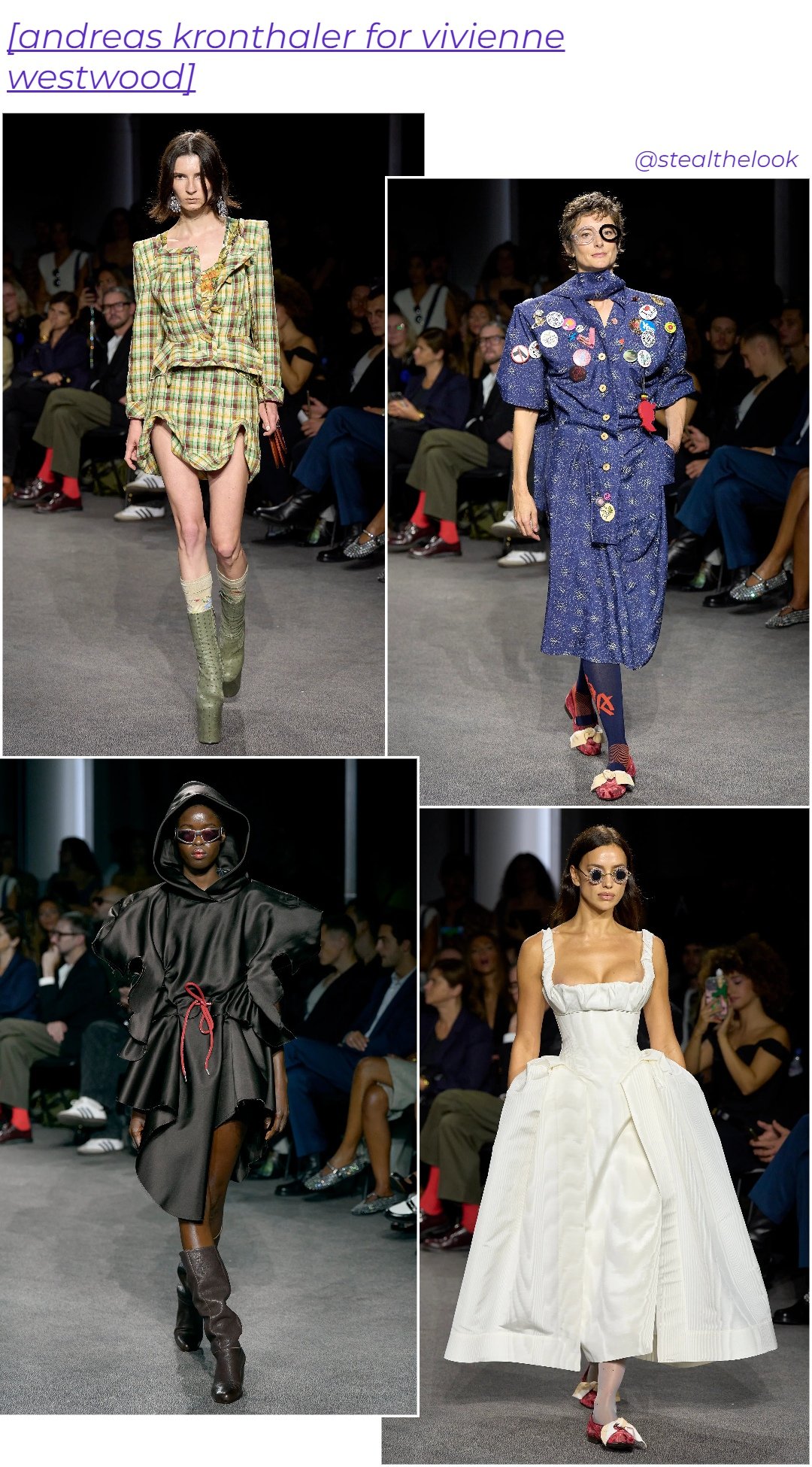 Andreas Kronthaler for Vivienne Westwood - roupas diversas - Paris Fashion Week - verão - colagem de imagens - https://stealthelook.com.br