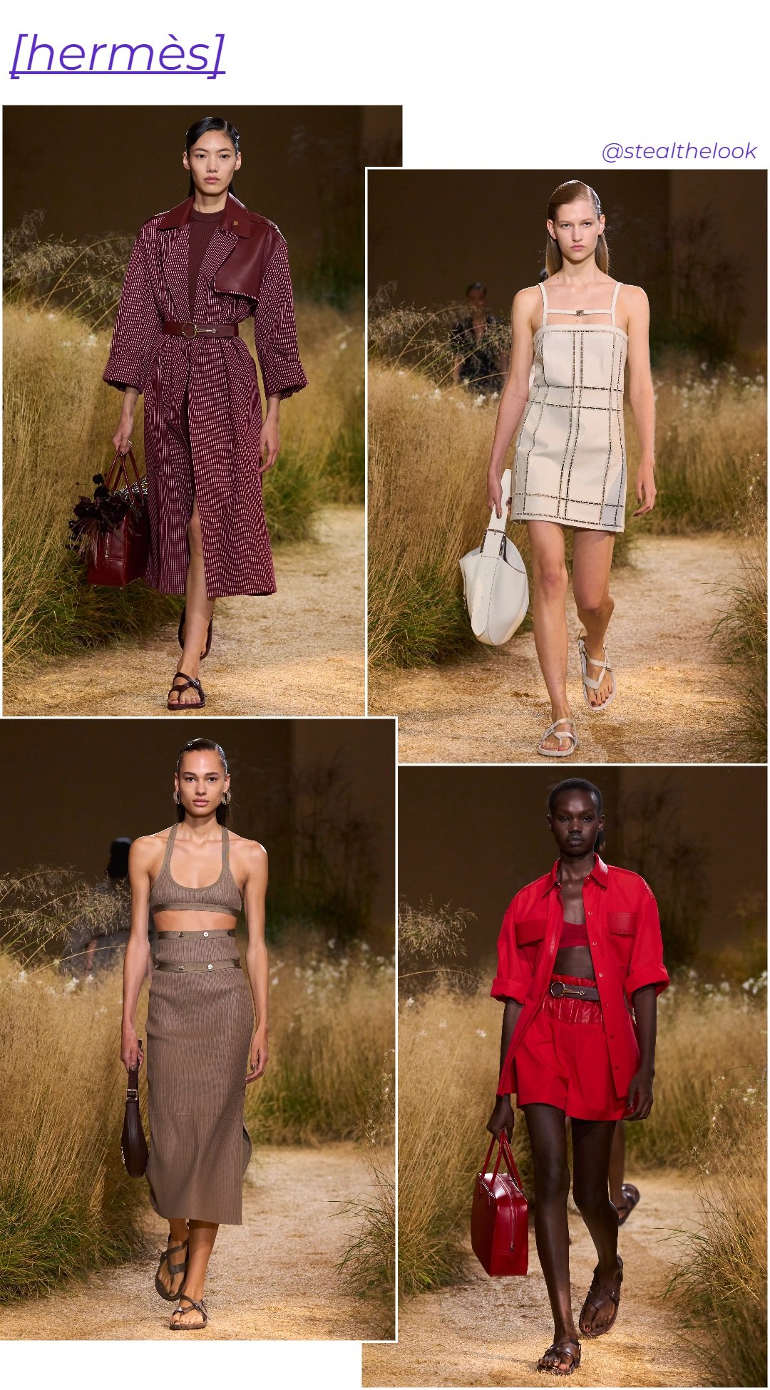 Hermès - roupas diversas - Paris Fashion Week - verão - colagem de imagens - https://stealthelook.com.br