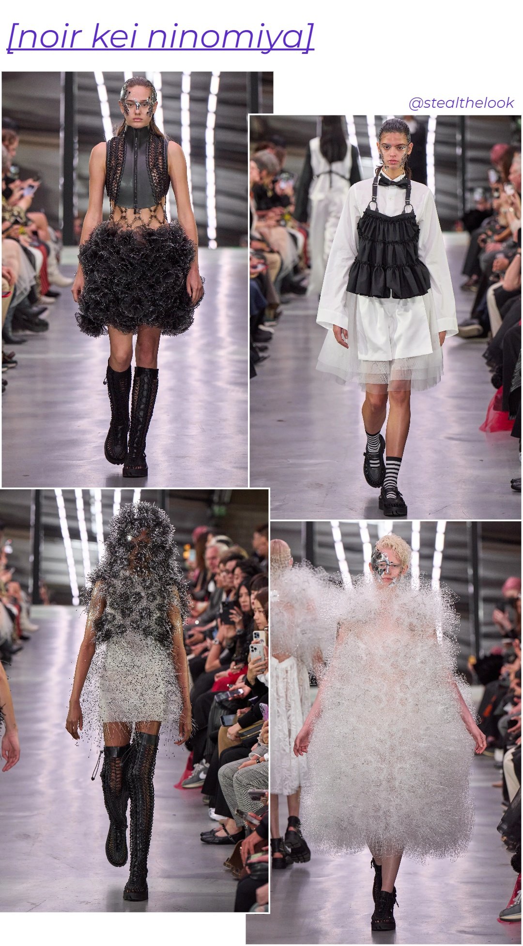 Noir Kei Ninomiya - roupas diversas - Paris Fashion Week - verão - colagem de imagens - https://stealthelook.com.br