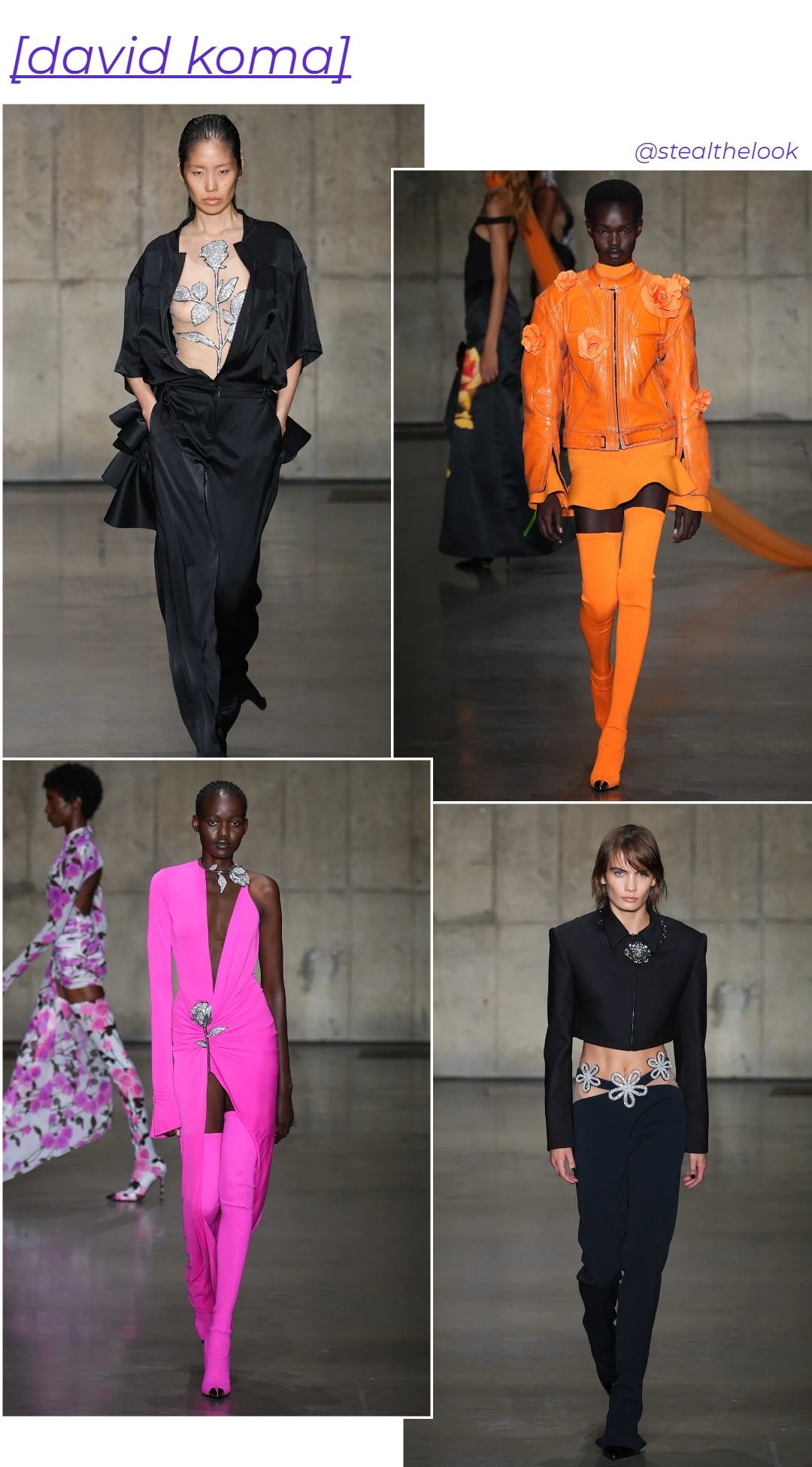 David Koma - roupas diversas - London Fashion Week - primavera - colagem de imagens - https://stealthelook.com.br