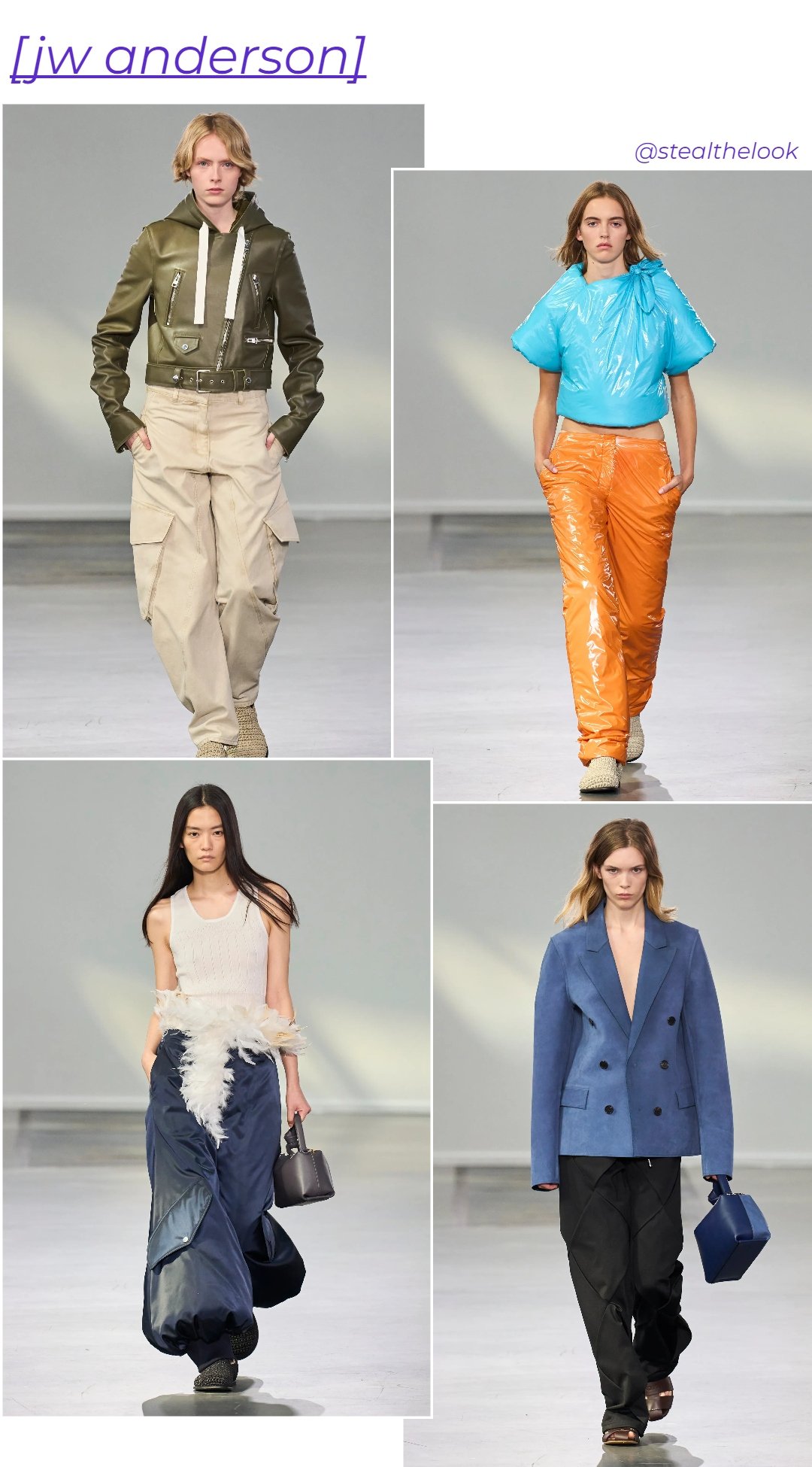 JW Anderson - roupas diversas - London Fashion Week - primavera - colagem de imagens - https://stealthelook.com.br