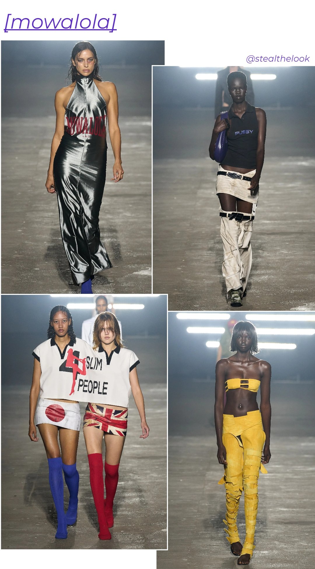 Mowalola - roupas diversas - London Fashion Week - primavera - colagem de imagens - https://stealthelook.com.br