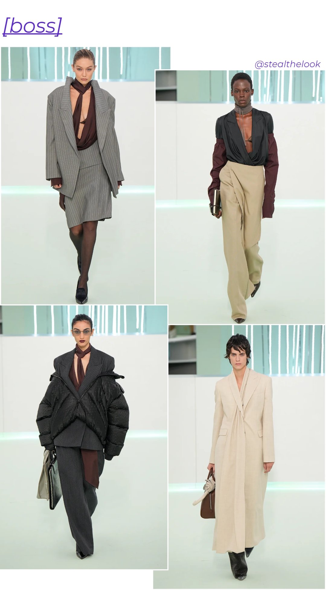 BOSS - roupas diversas - Milano Fashion Week - outono - colagem de imagens - https://stealthelook.com.br