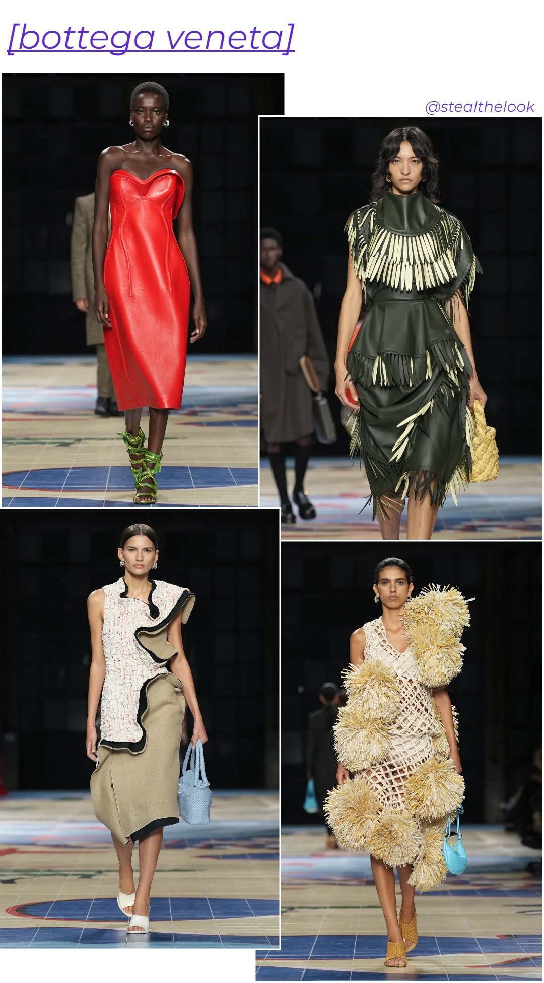 Bottega Veneta - roupas diversas - Milano Fashion Week - primavera - colagem de imagens - https://stealthelook.com.br