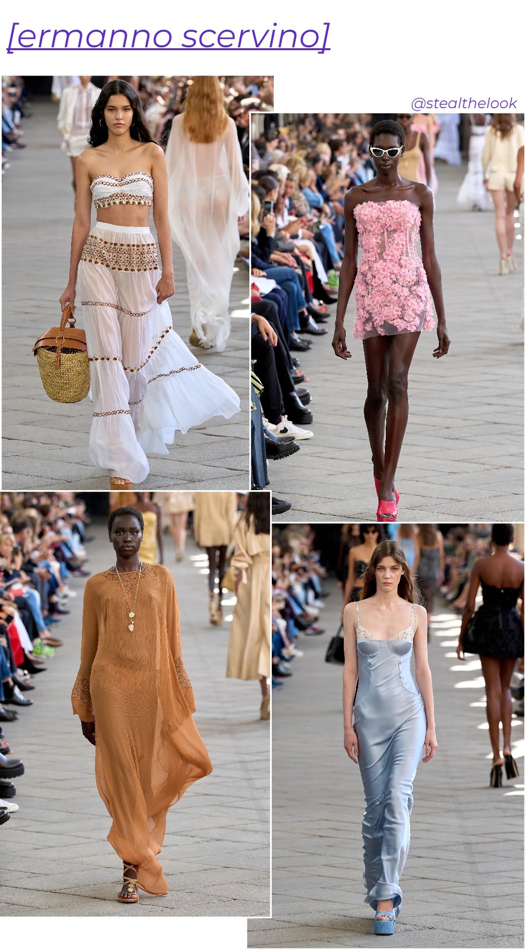 Ermanno Scervino - roupas diversas - Milano Fashion Week - primavera - colagem de imagens - https://stealthelook.com.br