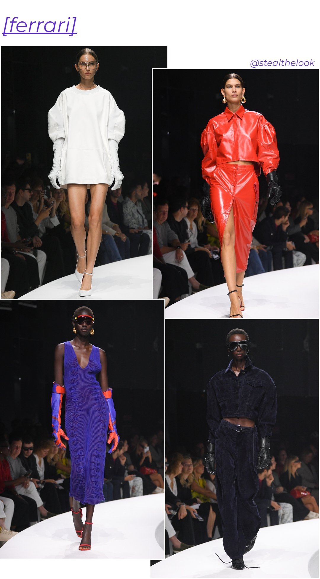 Ferrari - roupas diversas - Milano Fashion Week - primavera - colagem de imagens - https://stealthelook.com.br