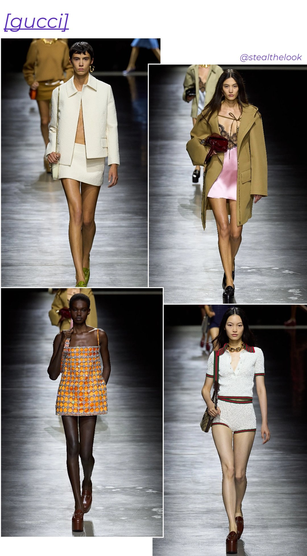Gucci - roupas diversas - Milano Fashion Week - primavera - modelos andando na passarela - https://stealthelook.com.br